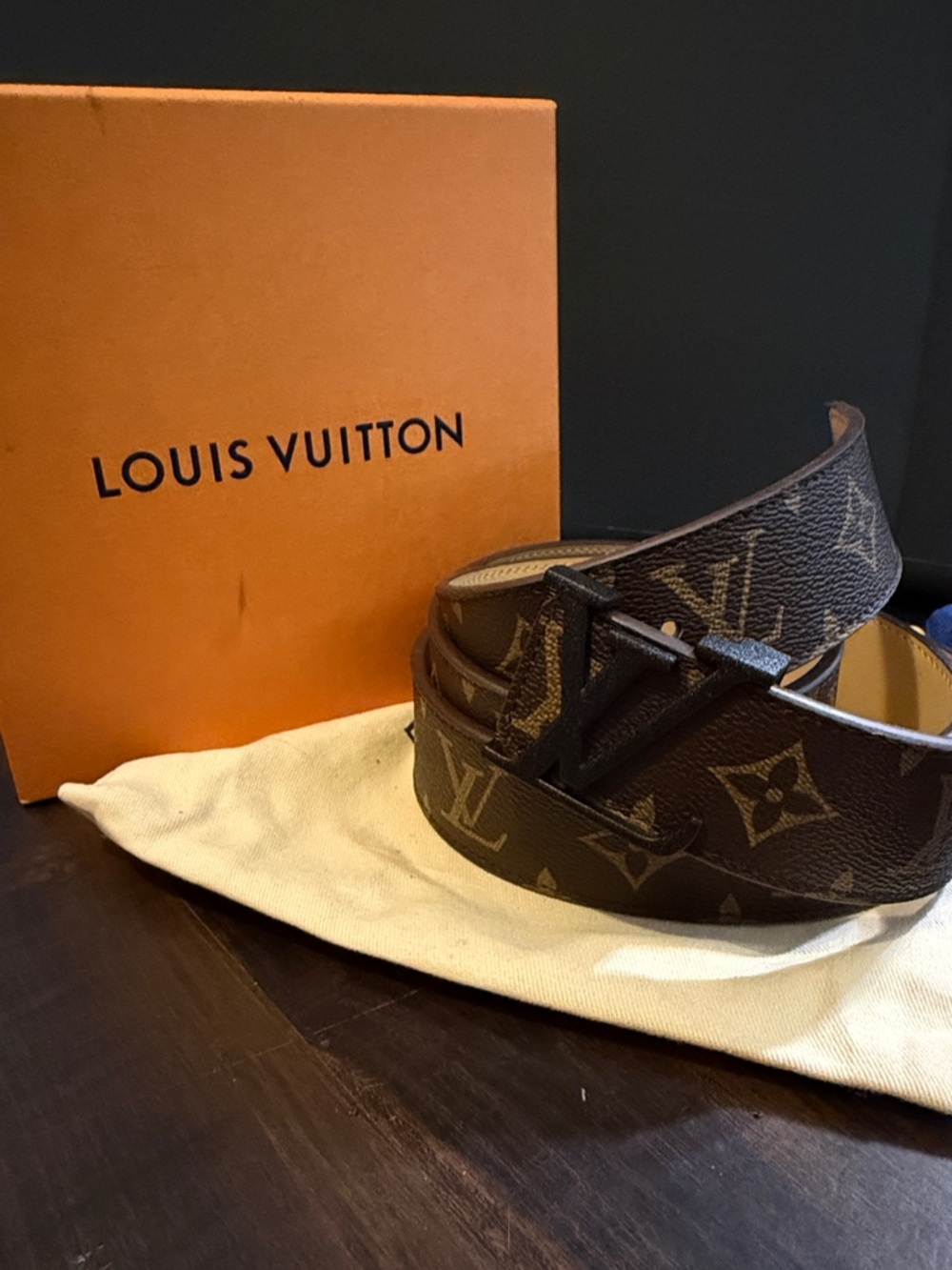Louis Vuitton Brown Monogram Canvas Men's Belt with LV Buckle